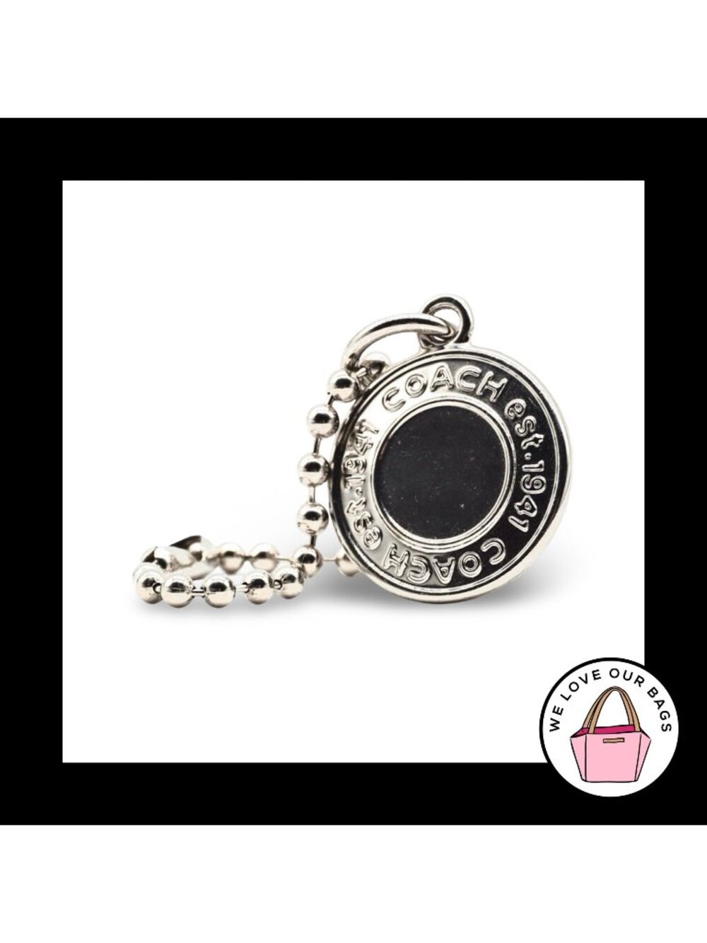 Y2K COACH 65th Anniversary Hang Tag Medallion Disc Silver Nickel Metal Bag Charm